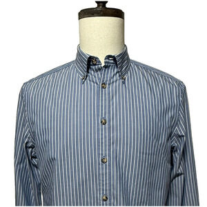 Charles Tyrwhitt Shirt Mens Medium Blue Weekend Striped Extra Slim Fit No Iron